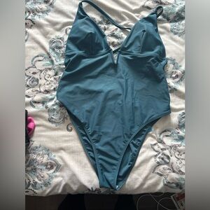 BNWT CUPSHE ONE PIECE SWIMSUIT IN A DUSTY TEAL COLOUR AND LARGE